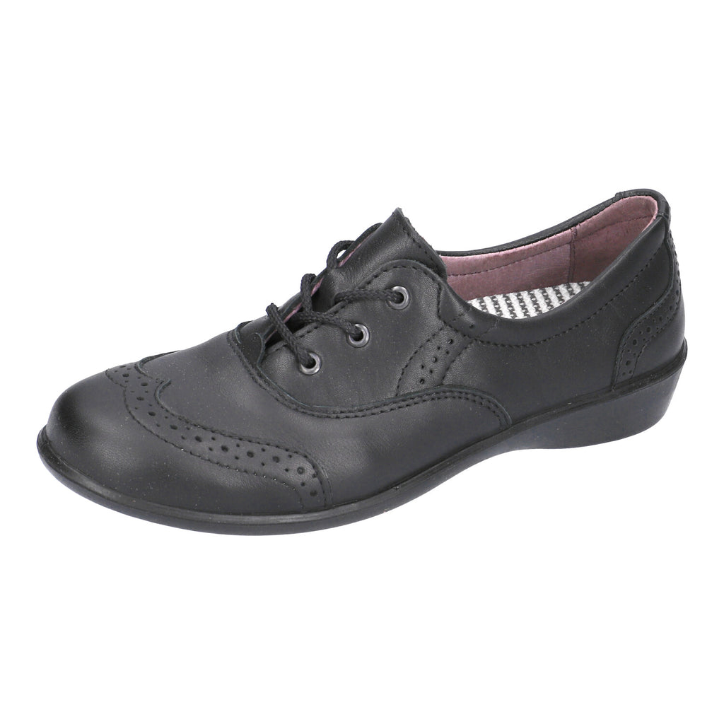 Ricosta Kate - Black Leather Brogue Lace Up School Shoe - Elves & the Shoemaker