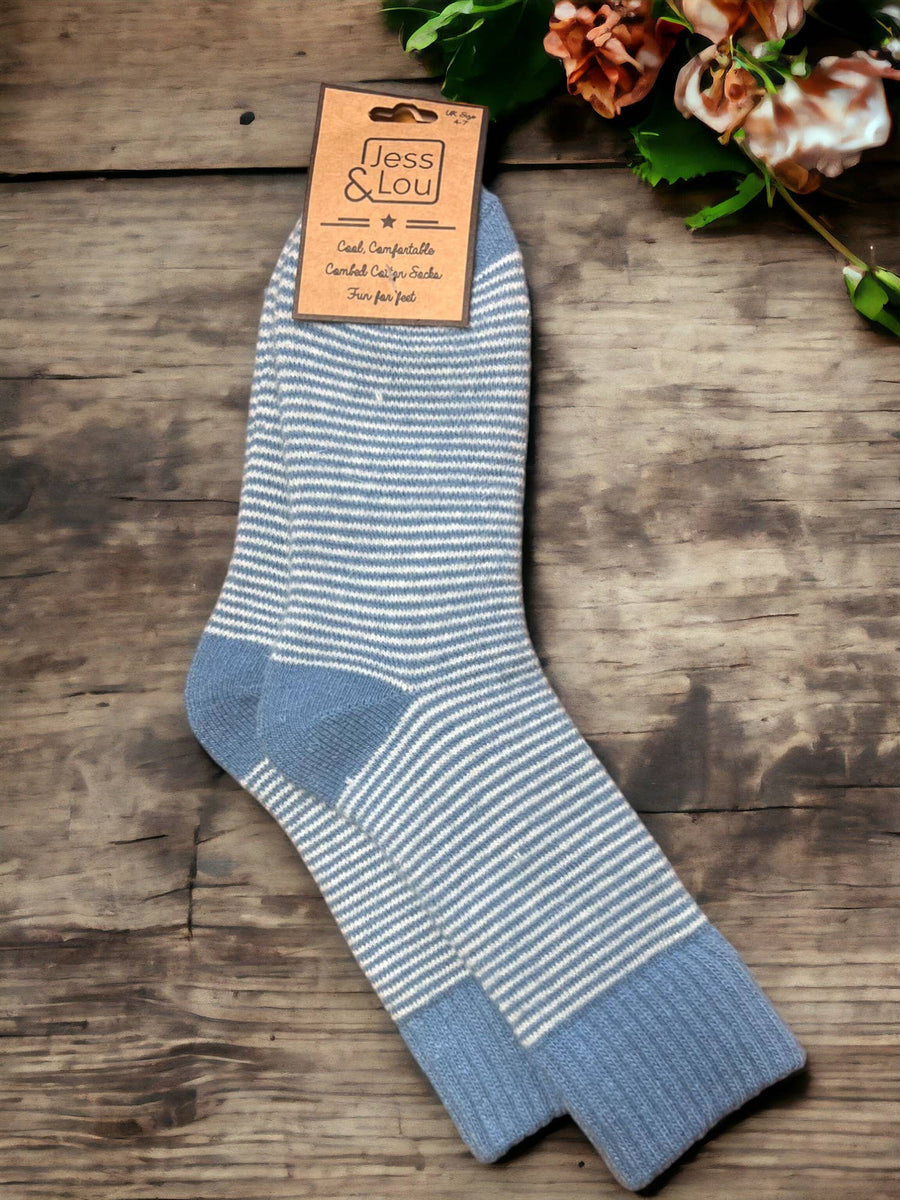 Jess & Lou Ribbed Socks - Cornflower