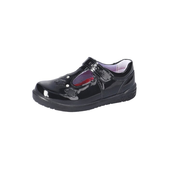 Ricosta Leona - Black Patent Leather T-Bar School Shoe - Elves & the Shoemaker