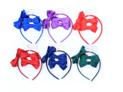 School coloured aliceband and bow clips set