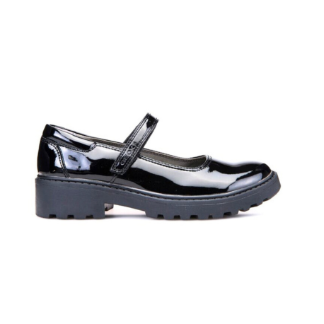 Geox Casey - Black Patent Riptape Mary Jane School Shoe - Elves & the Shoemaker