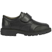 Geox J Shaylax - Black Leather Riptape School Shoe - Elves & the Shoemaker