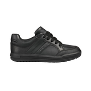 Geox Arzach - Black School Shoe with Sidezip and Laces - Elves & the Shoemaker