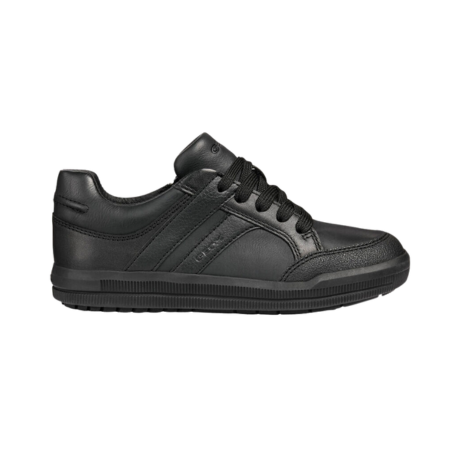 Geox Arzach - Black School Shoe with Sidezip and Laces - Elves & the Shoemaker