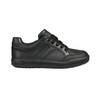 Geox Arzach - Black School Shoe with Sidezip and Laces - Elves & the Shoemaker