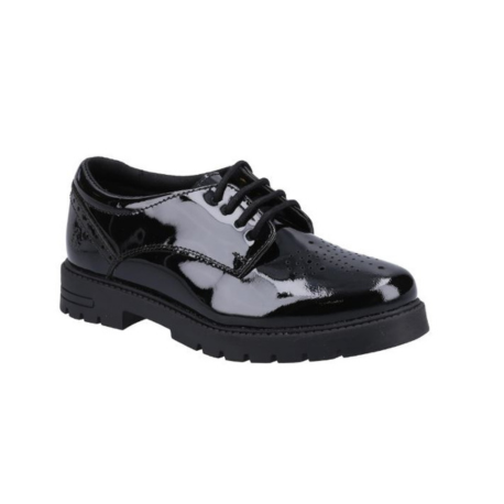 Hush Puppies Jayne Black Patent Leather Lace Up School Shoe