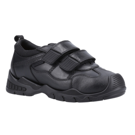 Hush Puppies Junior Troy Black Riptape School Shoe