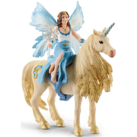 Schleich Bayala Eyela riding on Golden Unicorn - Elves & the Shoemaker