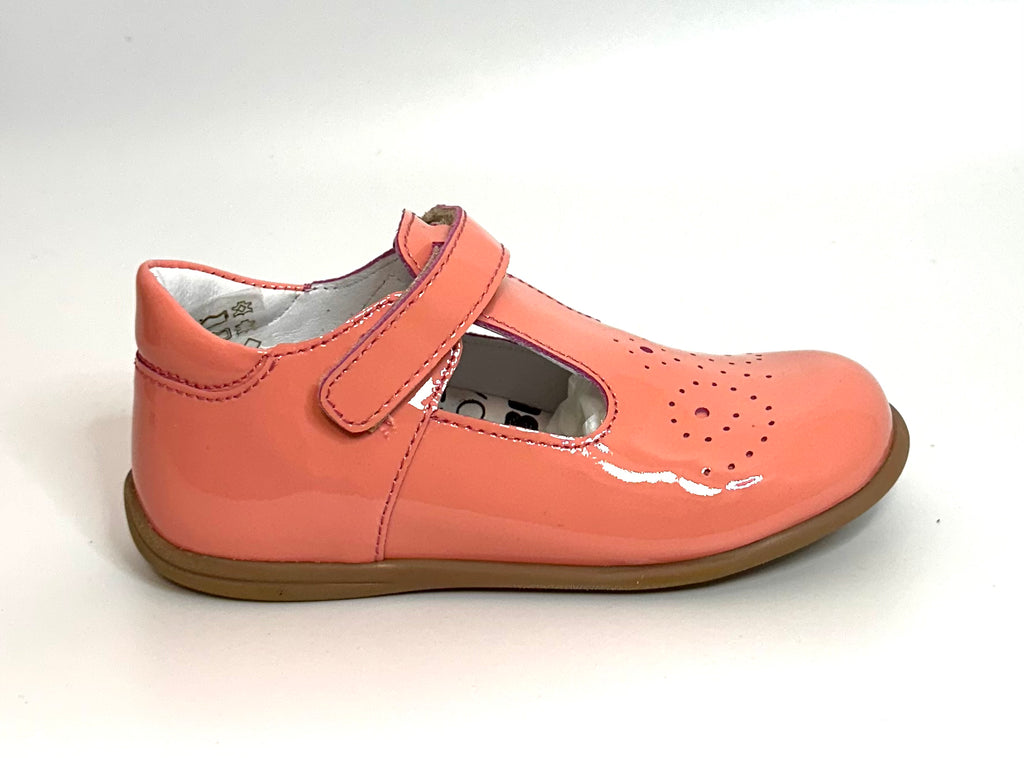 Bo Bell Toto Patent Salmon Pink T-Bar Shoe - Elves & the Shoemaker