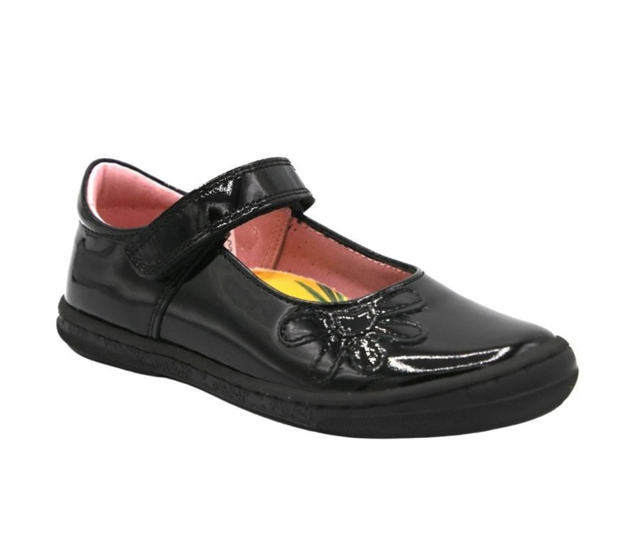 Petasil Donna Black Patent Leather Girls School Shoe