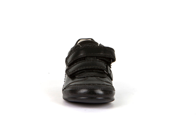 Froddo Luka - Black Leather Double Riptape School Shoe - Elves & the Shoemaker