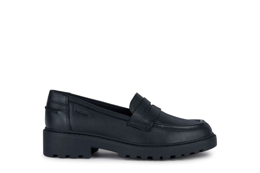 Geox Casey Black Leather Loafer School Shoe