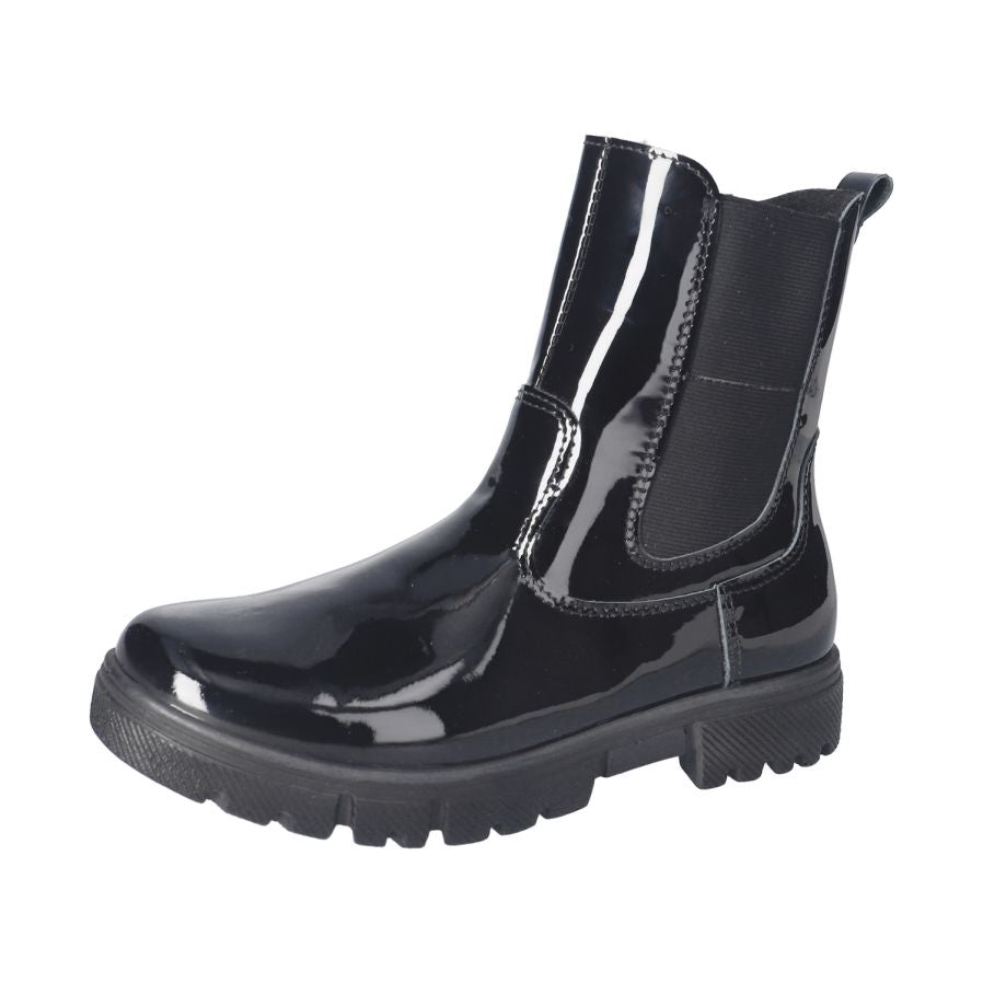 Ricosta Svea Black Patent Leather Mid Calf Boot - Elves & the Shoemaker