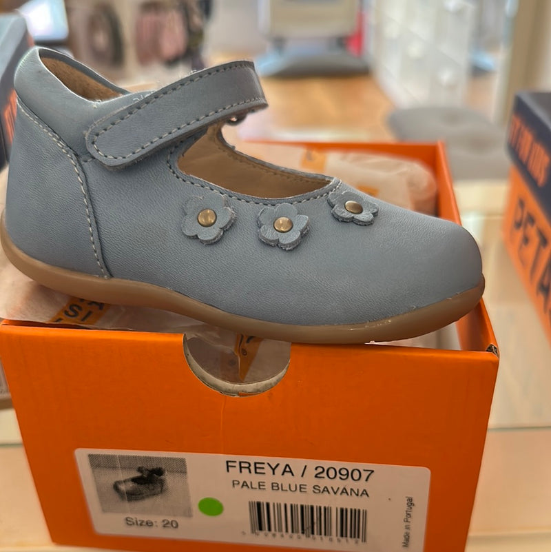 Petasil Freya - Pale Blue Savanna Leather Casual First Walker Shoe - Elves & the Shoemaker