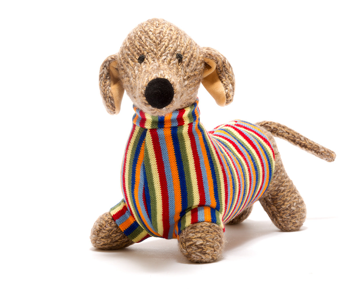 Best Years Large Bright Knitted Sausage Dog Elves the Shoemaker