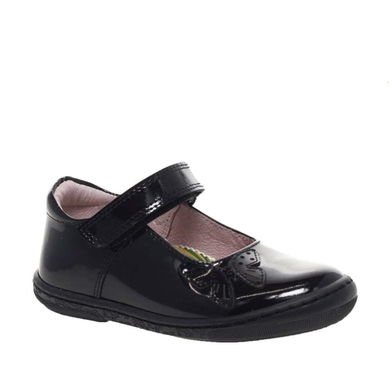 Petasil Dakota 5750 - Black Leather Patent Mary Jane Riptape School Shoe - Elves & the Shoemaker