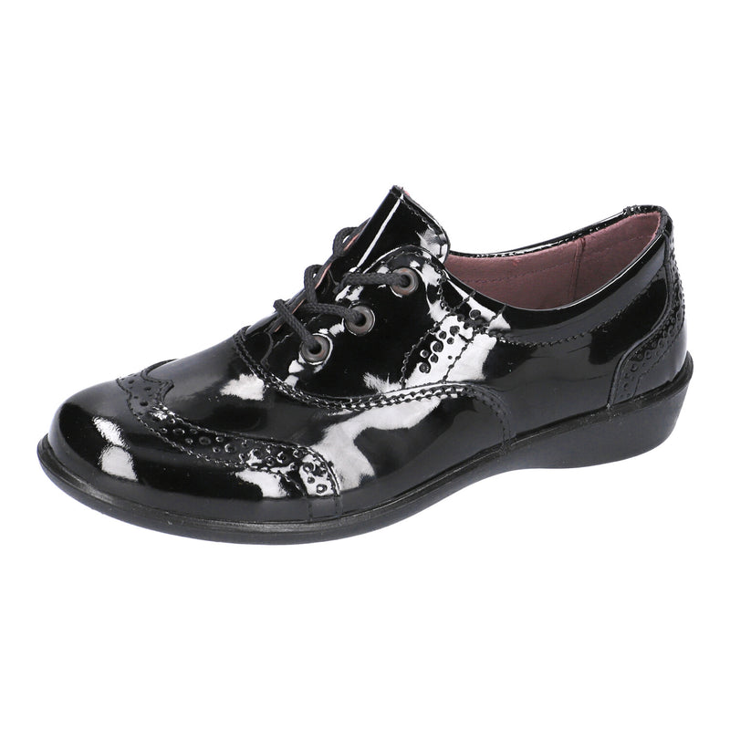 Ricosta Kate - Black Patent Leather Lace Up School Shoe - Elves & the Shoemaker