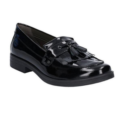 Geox Agata - Black Patent Leather Loafer School Shoe - Elves & the Shoemaker