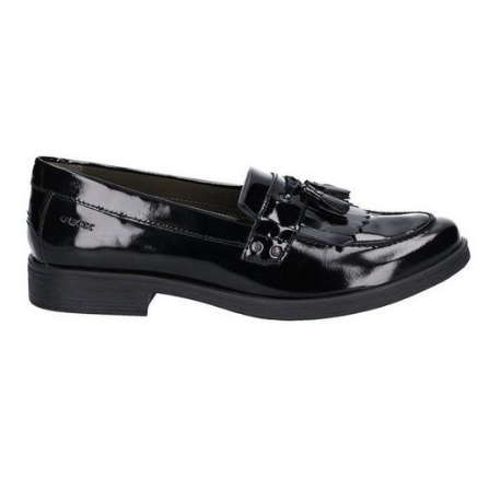 Geox Agata - Black Patent Leather Loafer School Shoe - Elves & the Shoemaker