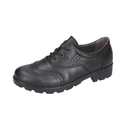 Ricosta Lucy - Black Leather Brogue Lace Up School Shoe - Elves & the Shoemaker