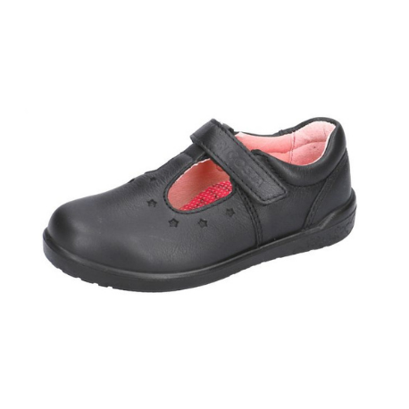 Ricosta Scarlett - Black Smooth Leather T-Bar School Shoe - Elves & the Shoemaker