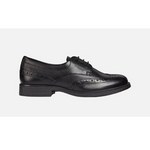 Geox Agata - Black Smooth Leather Lace Up School Shoe - Elves & the Shoemaker