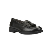 Geox Agata - Black Smooth Leather Loafer School Shoe - Elves & the Shoemaker