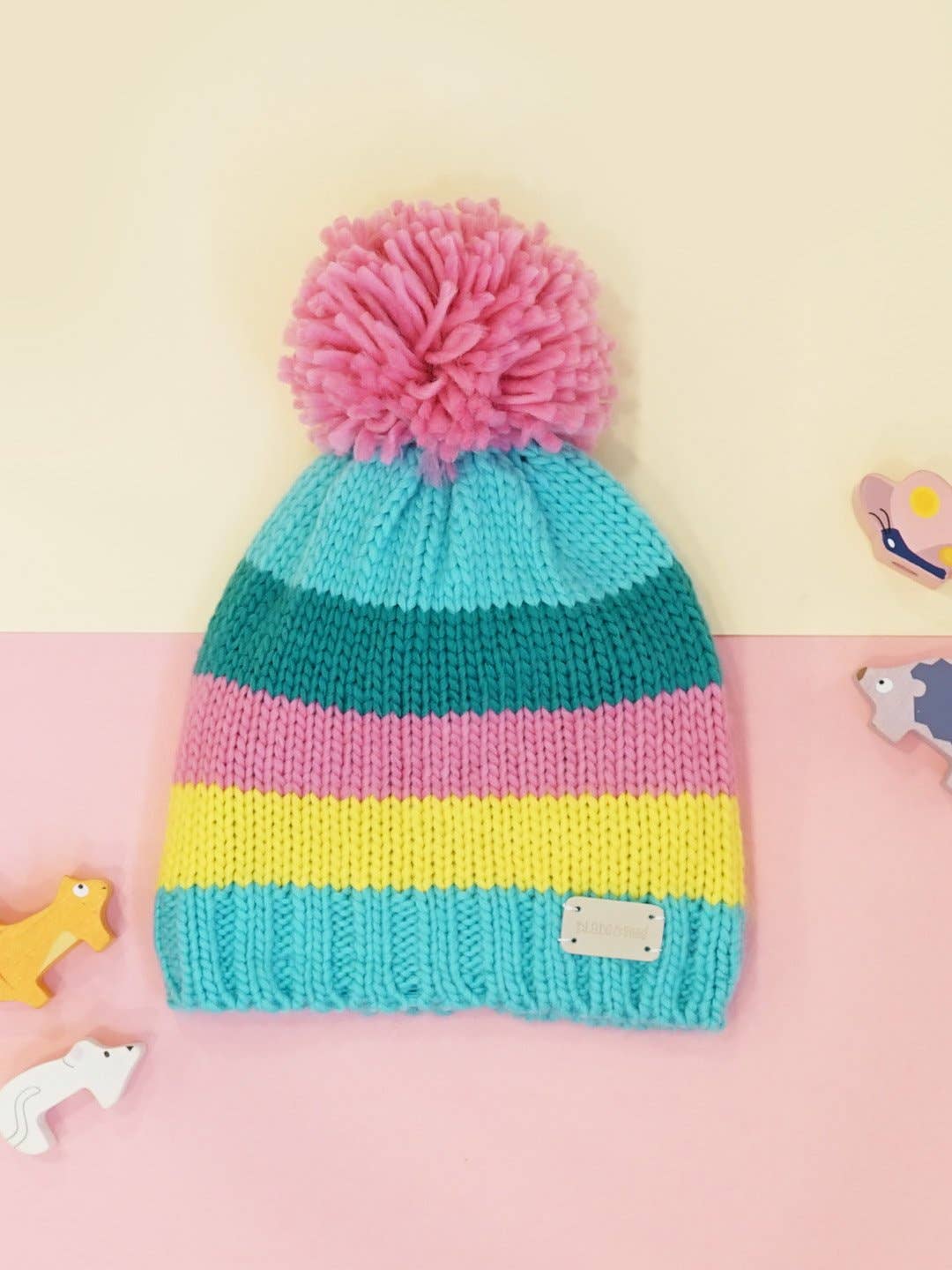 Blade and Rose Pastel Stripe Kids Bobble Hat - Elves & the Shoemaker