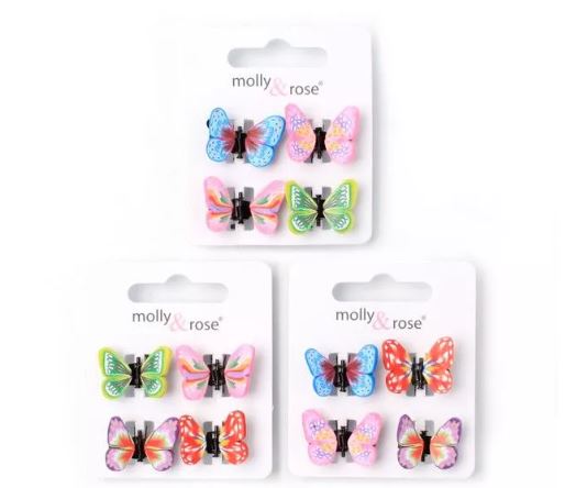 Card Of 4 Fimo Butterfly Mini Clamps. 1cm - Elves & the Shoemaker