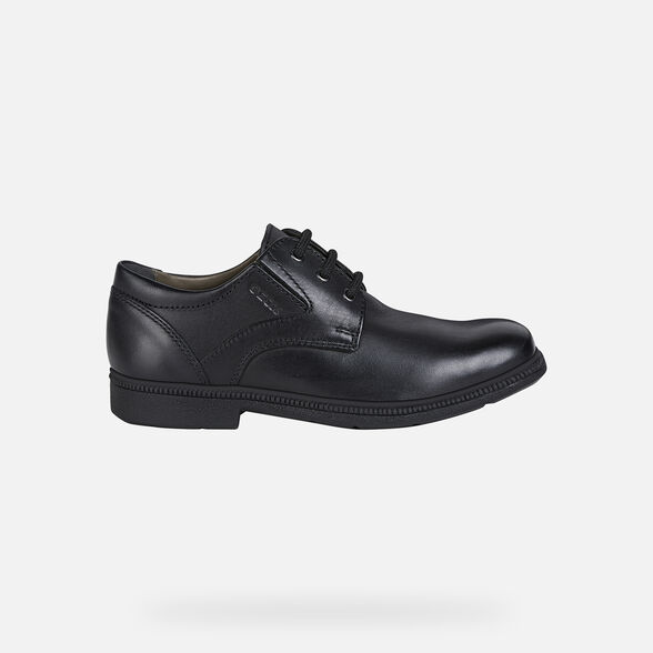 Geox Frederico Black Leather Lace Up School Shoe - Elves & the Shoemaker