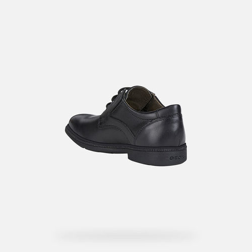 Geox Frederico Black Leather Lace Up School Shoe - Elves & the Shoemaker
