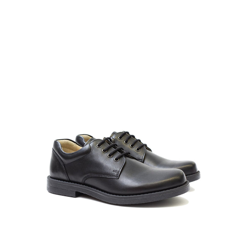 Petasil Marcus - Black Plain Leather Lace up School Shoe - Elves & the Shoemaker