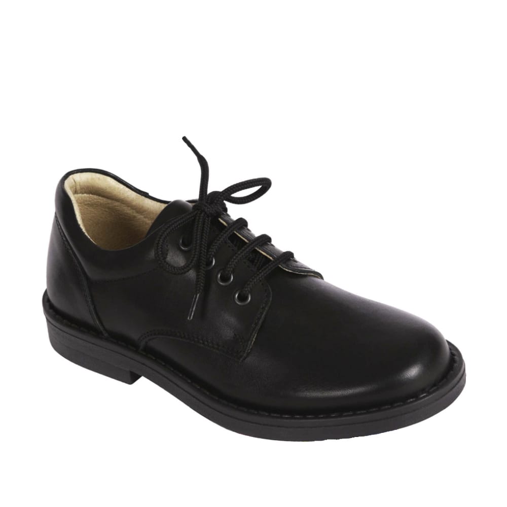 Petasil Marcus - Black Plain Leather Lace up School Shoe - Elves & the Shoemaker
