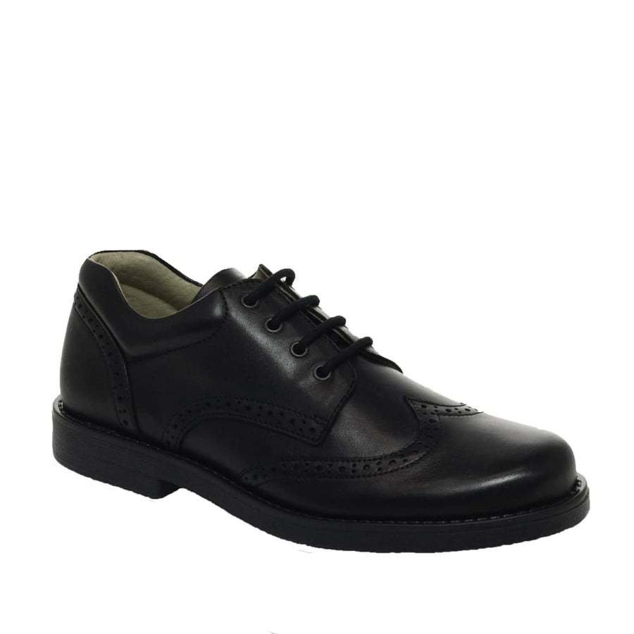 Petasil Moses - Black Leather Brogue Lace Up School Shoe - Elves & the Shoemaker