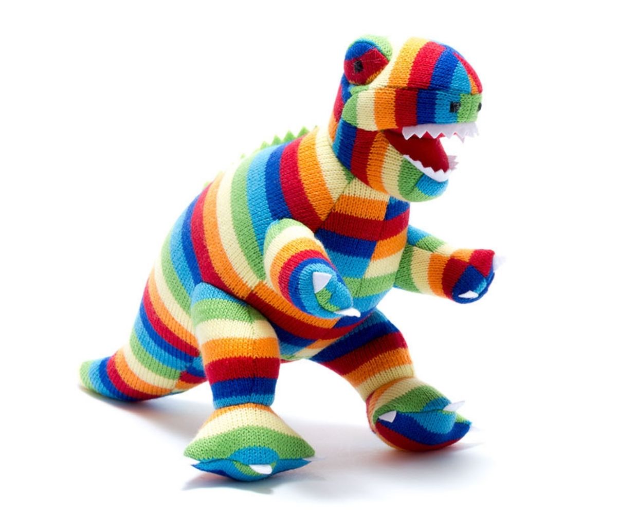 Best Years Bright Knitted T-Rex Dinosaur Bold Stripe - Elves & the Shoemaker