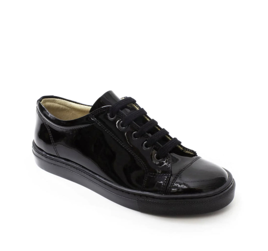Petasil Peel - Black Patent Leather Lace Up School Shoe - Elves & the Shoemaker