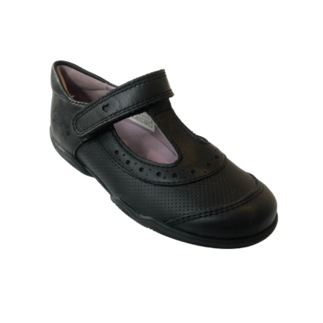 Superfit black t-bar school shoe small brogue - Elves & the Shoemaker