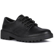 Geox Casey - Black Leather Lace up School Shoe - Elves & the Shoemaker