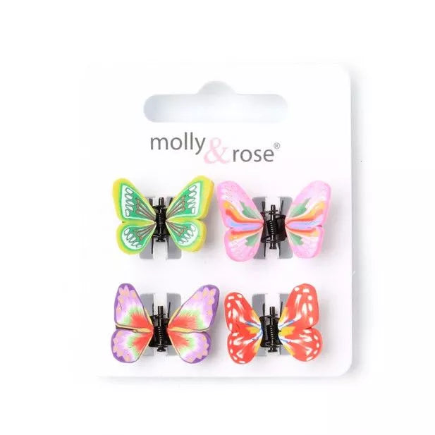 Card Of 4 Fimo Butterfly Mini Clamps. 1cm - Elves & the Shoemaker