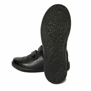 Ricosta Grace - Black Leather Double Velcro Enclosed Girls School Shoe - Elves & the Shoemaker