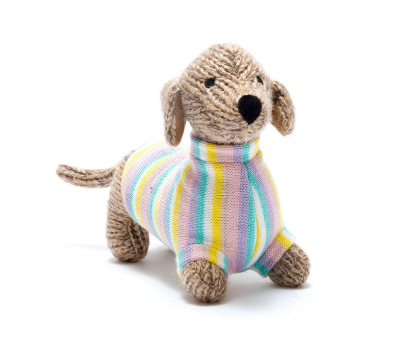 Best Years Knitted Sausage Dog in Pastel Jumper - Elves & the Shoemaker